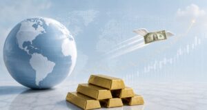 Immagine di copertina oro news_andamento oro e dollaro con mappamondo